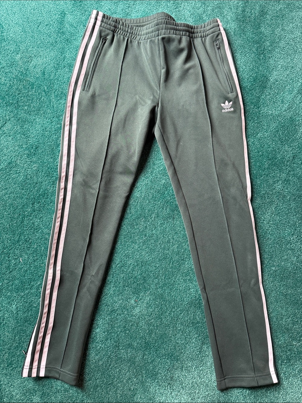 adidas Green Joggers with Side Stripes